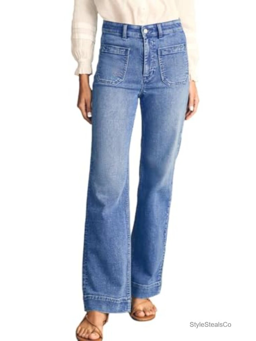 High Waisted Wide Leg Stretchy Jeans Women Comfort Denim Pants